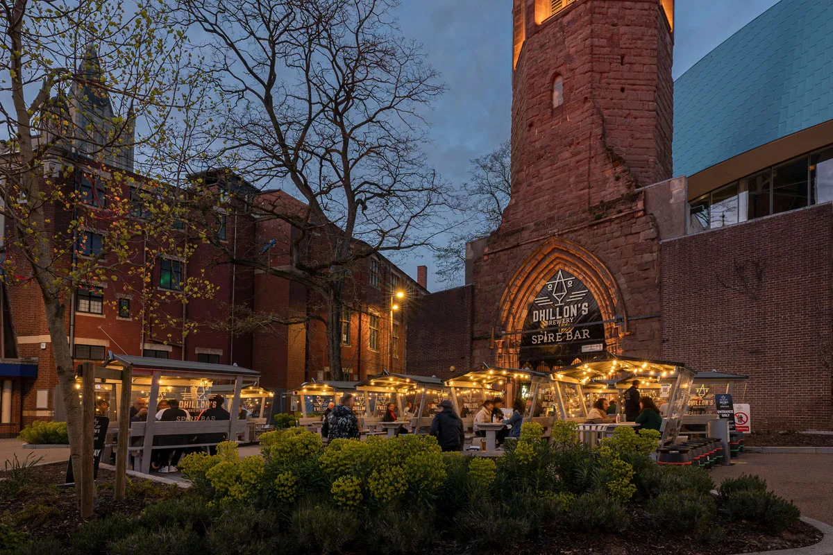 Outside dining and drink at Spire Bar