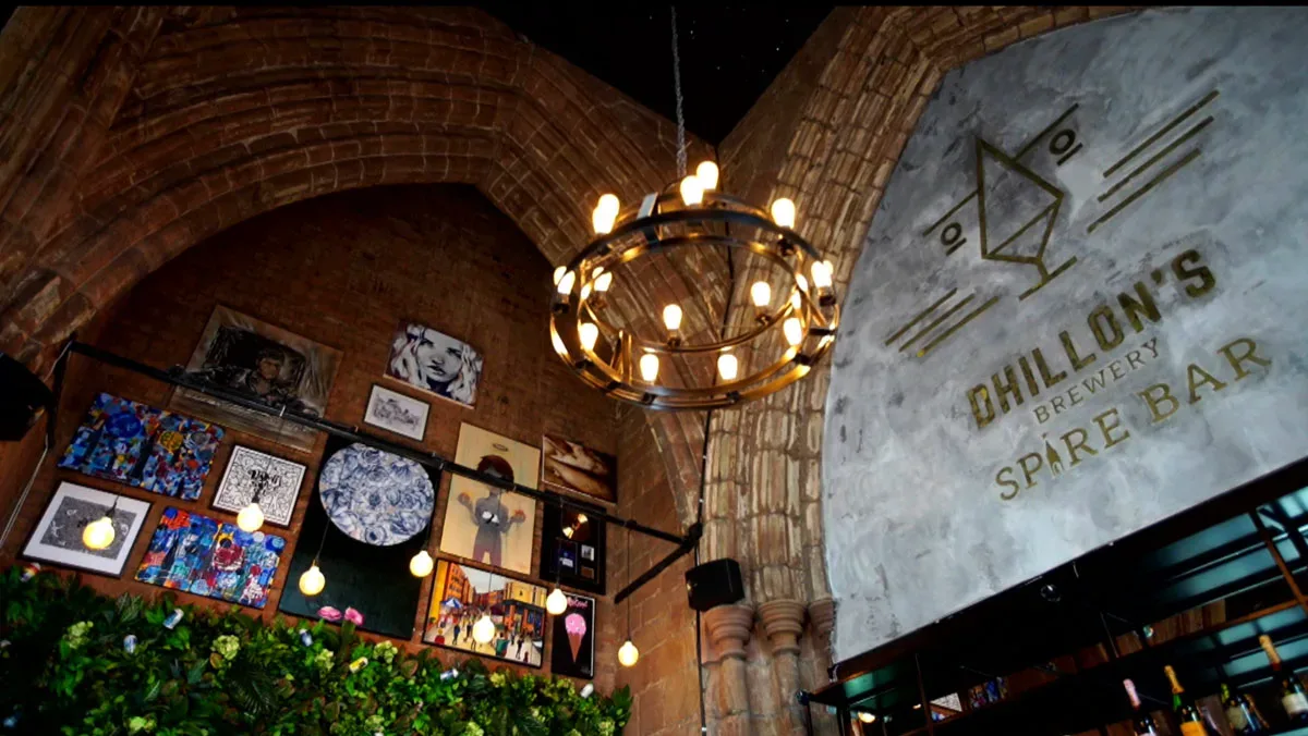Vaulted ceilings in Spire Bar