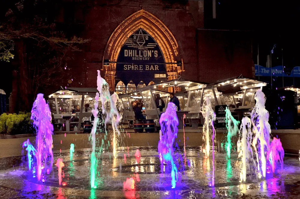 Fountain outside Spire Bar